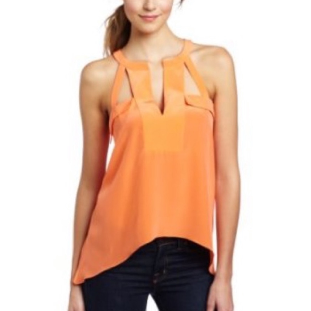 Bcbgmaxazria Coral Kayleen Halter Silk Top Xs